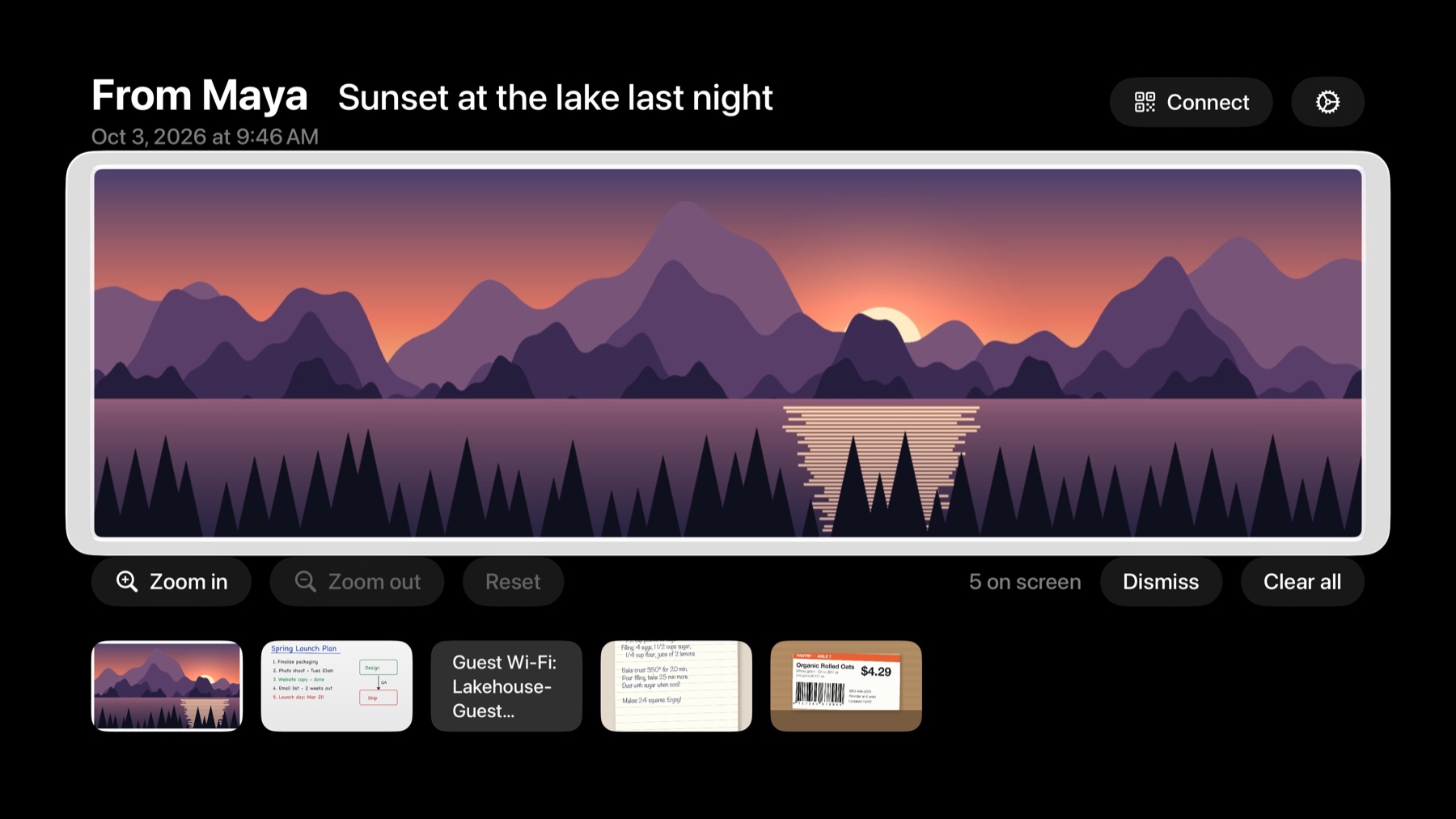 Apple TV: the newest photo fills the screen, recent items below